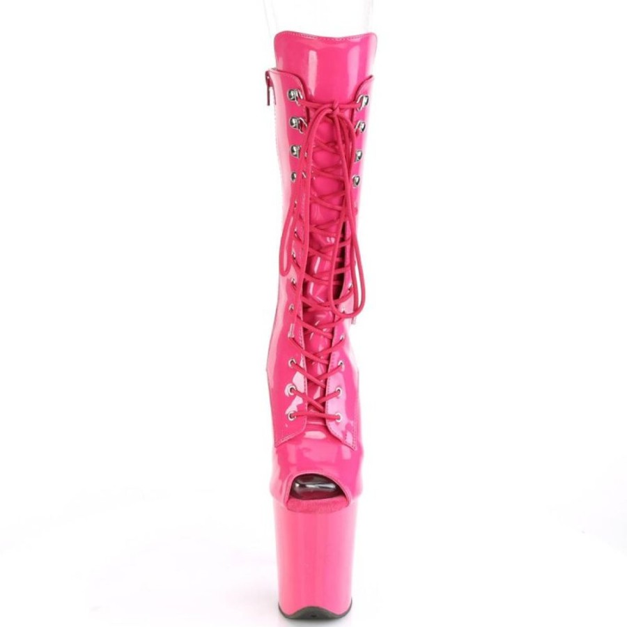 High Heels Pleaser | Pleaser Flamingo-1051 Plateau Stiefeletten Lack Pink