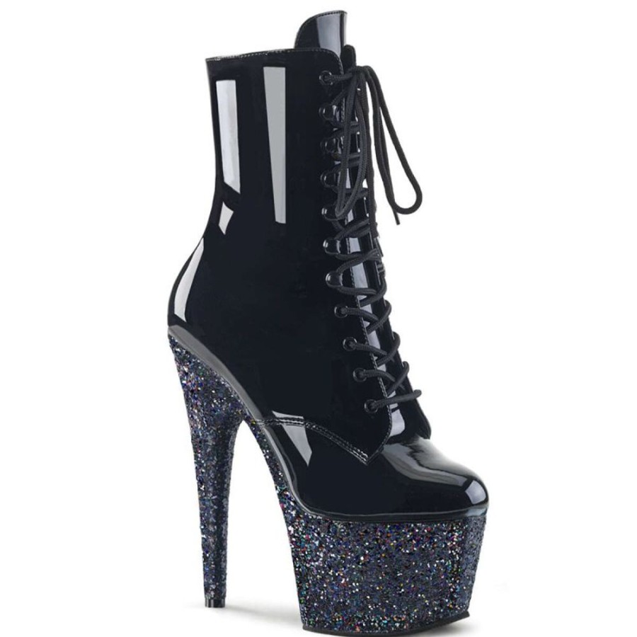 High Heels Pleaser | Pleaser Stiefelette Adore-1020Lg Schwarz Multi Glitter