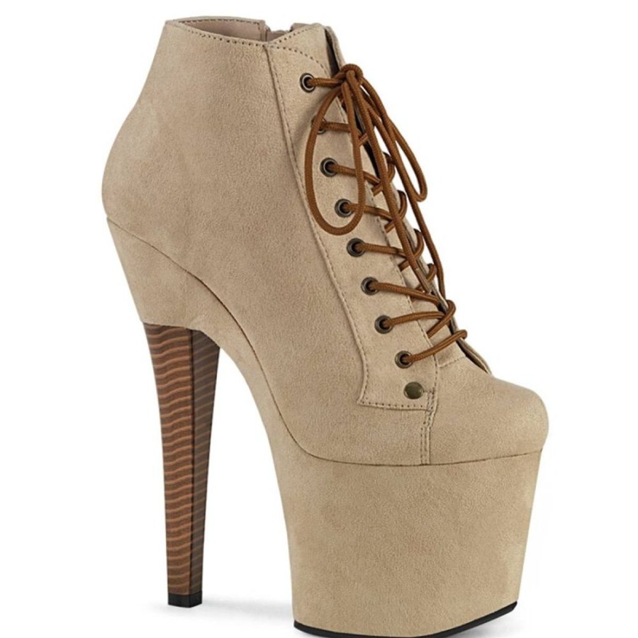 High Heels Pleaser | Pleaser Radiant-1005 Plateau Stiefeletten Kunstliches Wildleder Beige