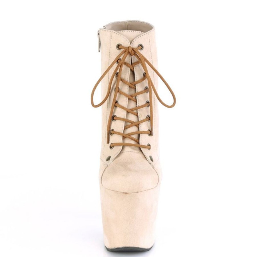 High Heels Pleaser | Pleaser Radiant-1005 Plateau Stiefeletten Kunstliches Wildleder Beige