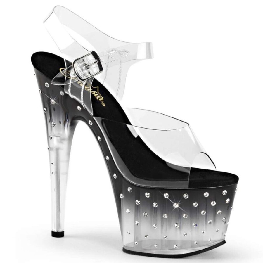 High Heels Pleaser | Pleaser Sandalette Stardust-708T Transparent Schwarz