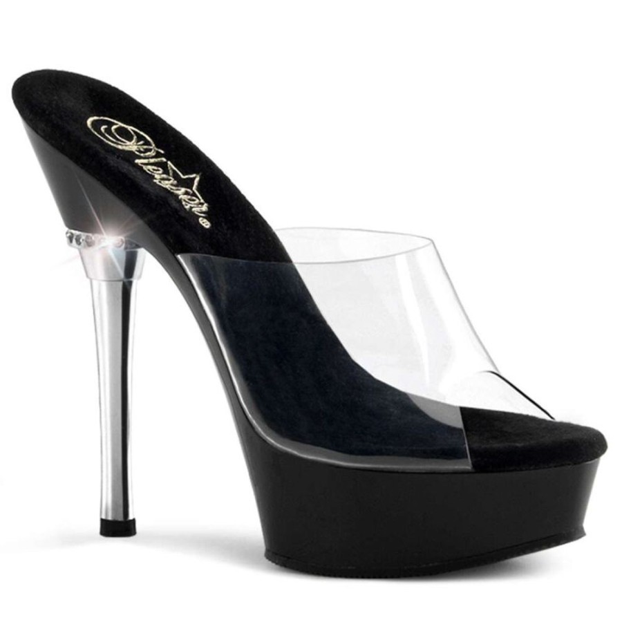 High Heels Pleaser | Pleaser Pantolette Allure-601 Transparent Schwarz