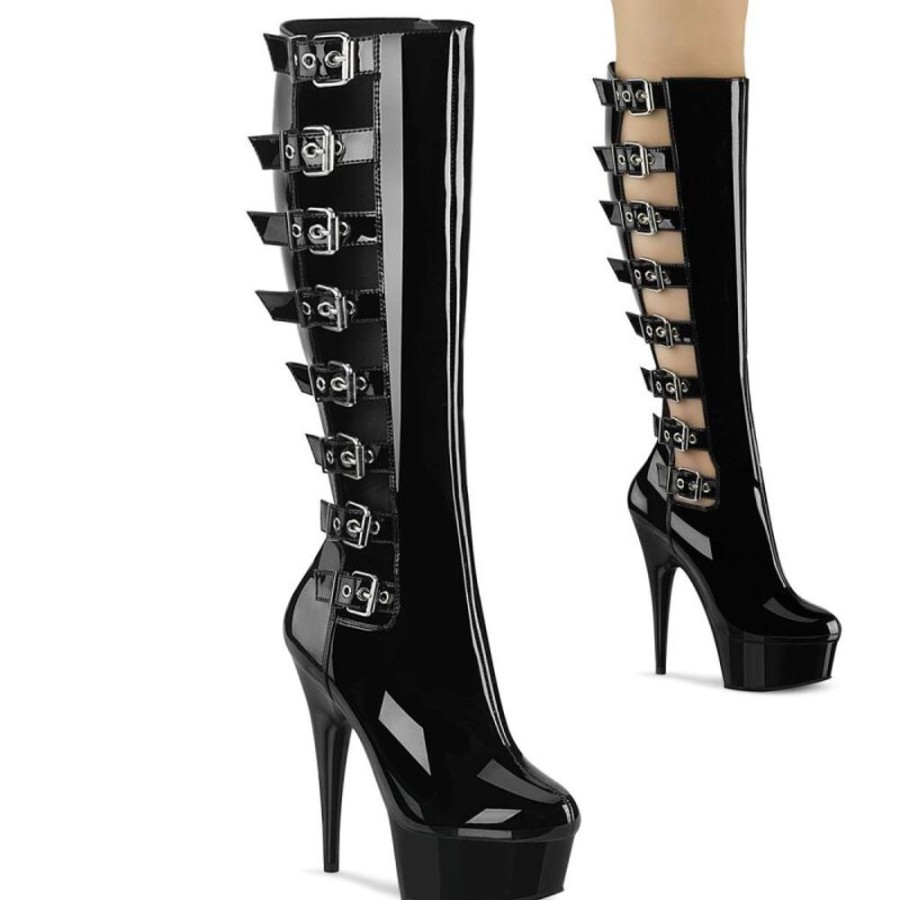 High Heels Pleaser | Pleaser Stiefel Delight-2047 Schwarz