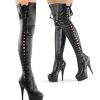 High Heels Pleaser | Pleaser Overknee Stiefel Delight-3050 Schwarz