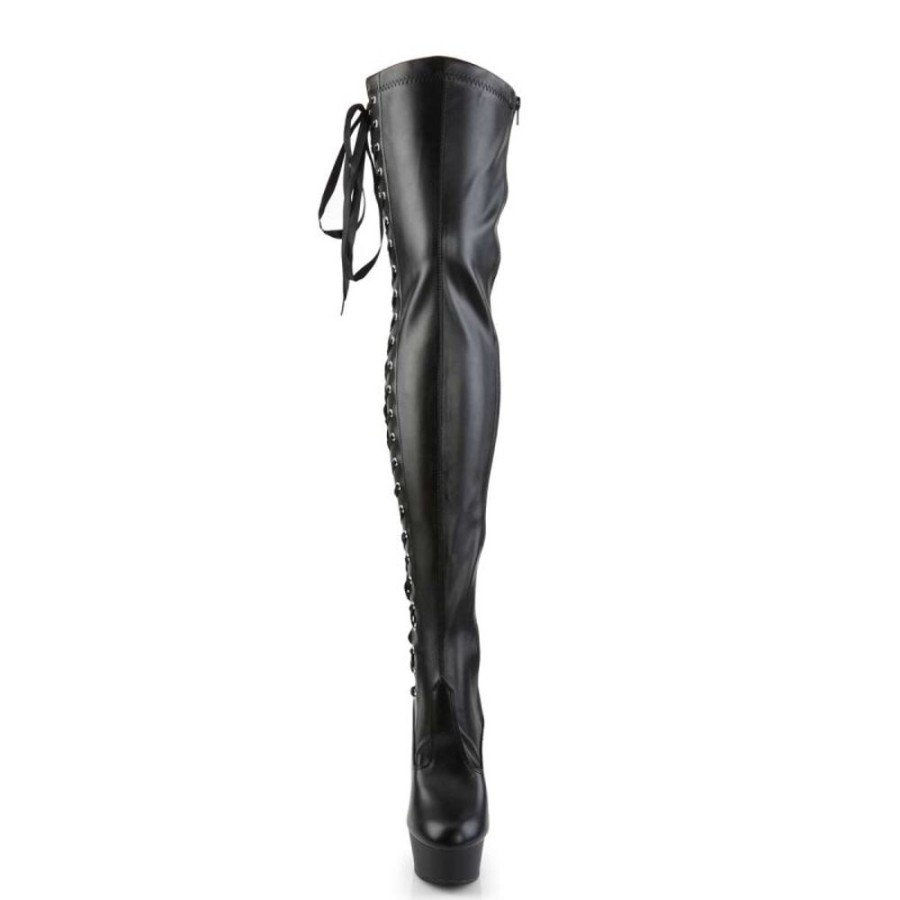 High Heels Pleaser | Pleaser Overknee Stiefel Delight-3050 Schwarz