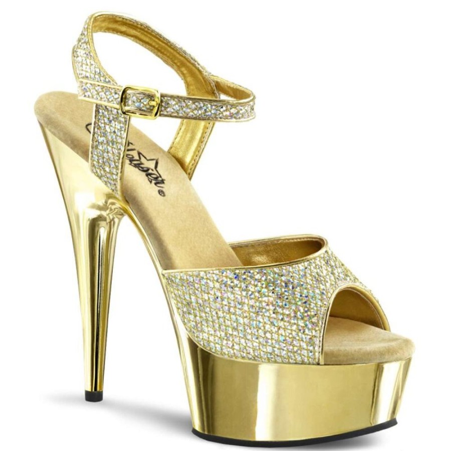 High Heels Pleaser | Pleaser Sandalette Delight-609G Gold Multi Glitter Chrom