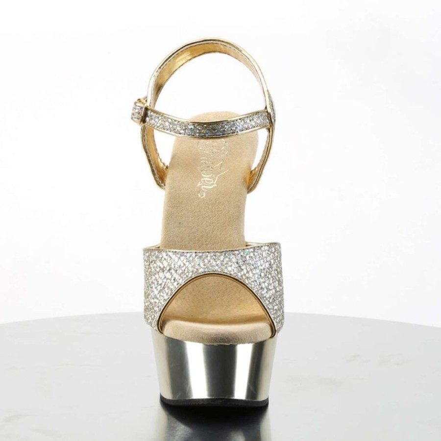 High Heels Pleaser | Pleaser Sandalette Delight-609G Gold Multi Glitter Chrom