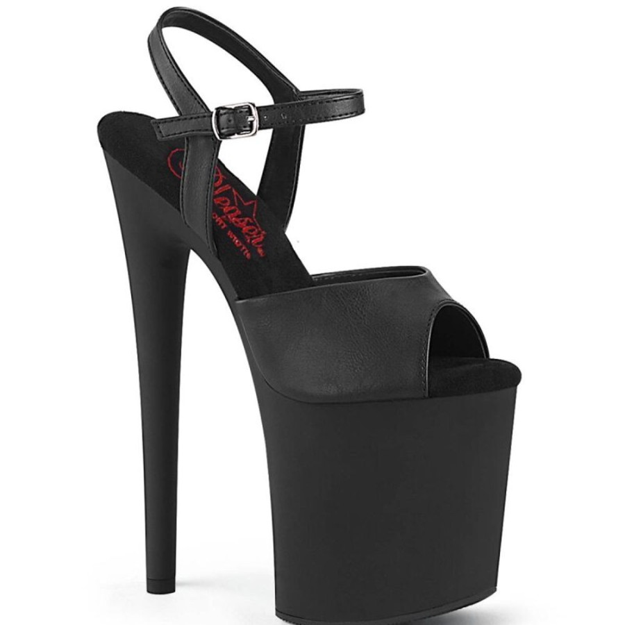 High Heels Pleaser | Pleaser Naughty-809 Plateau Sandaletten Kunstleder Schwarz