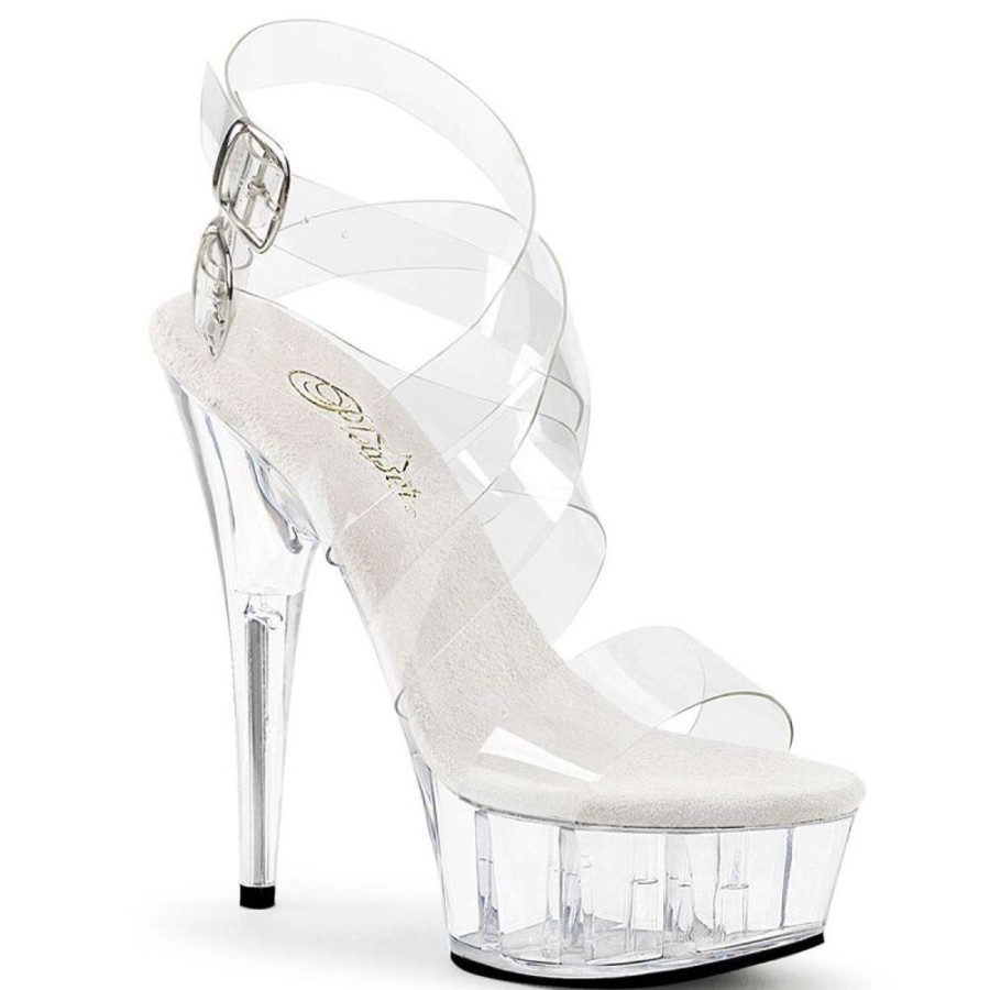 High Heels Pleaser | Pleaser Sandalette Delight-635 Transparent Silber