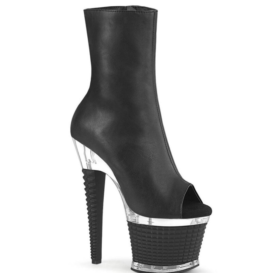 High Heels Pleaser | Pleaser Spectator-1012 Plateau Stiefeletten Kunstleder Schwarz