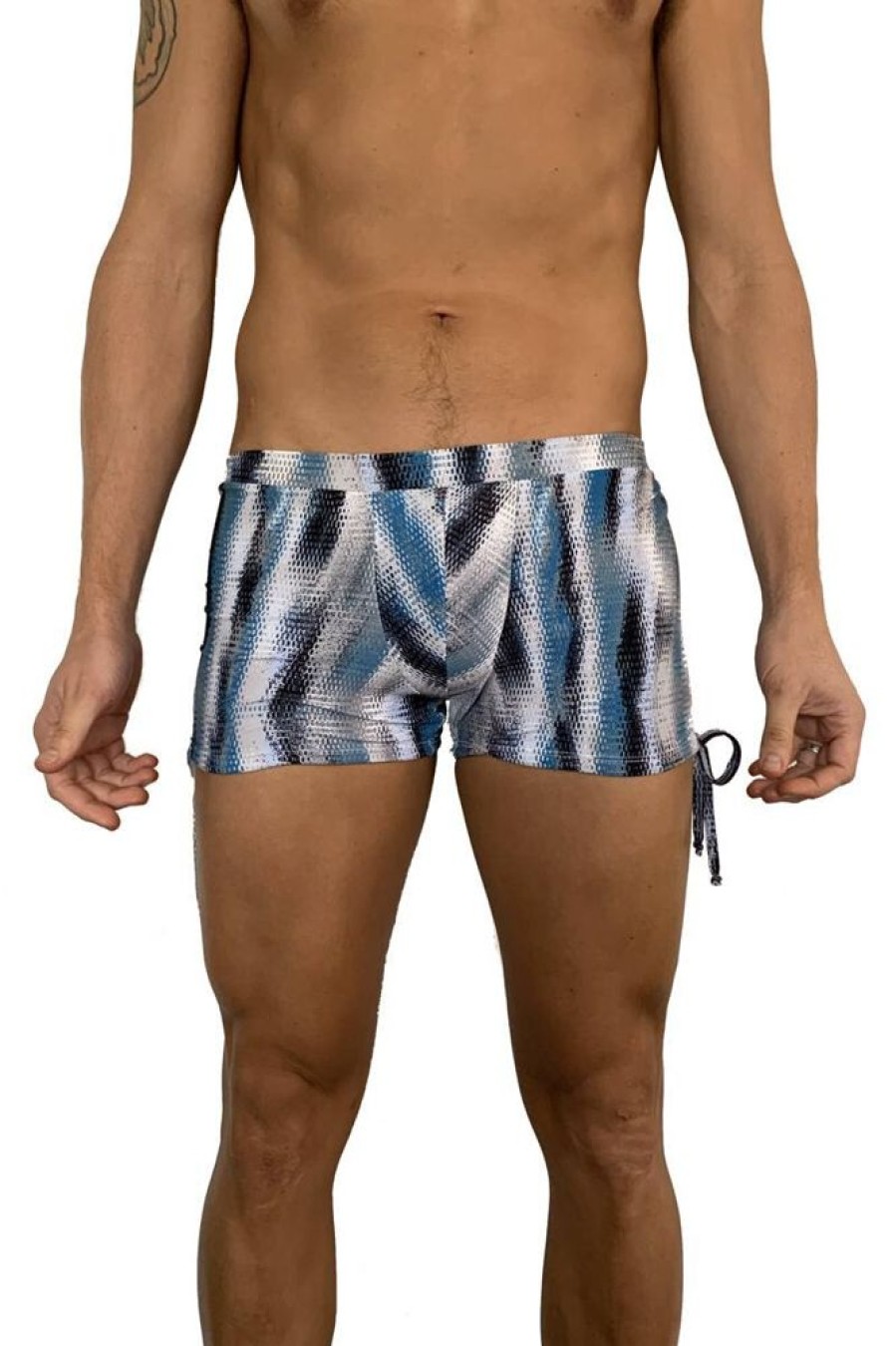 Pole Dance Kleidung Juicee Peach | Juicee Peach Men Shorts Tie Side Blue Snake