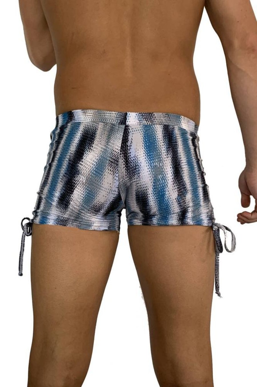 Pole Dance Kleidung Juicee Peach | Juicee Peach Men Shorts Tie Side Blue Snake