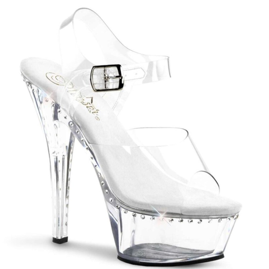 High Heels Pleaser | Pleaser Sandalette Kiss-208Ls Transparent Silber