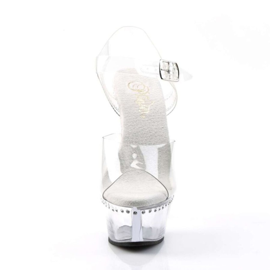 High Heels Pleaser | Pleaser Sandalette Kiss-208Ls Transparent Silber