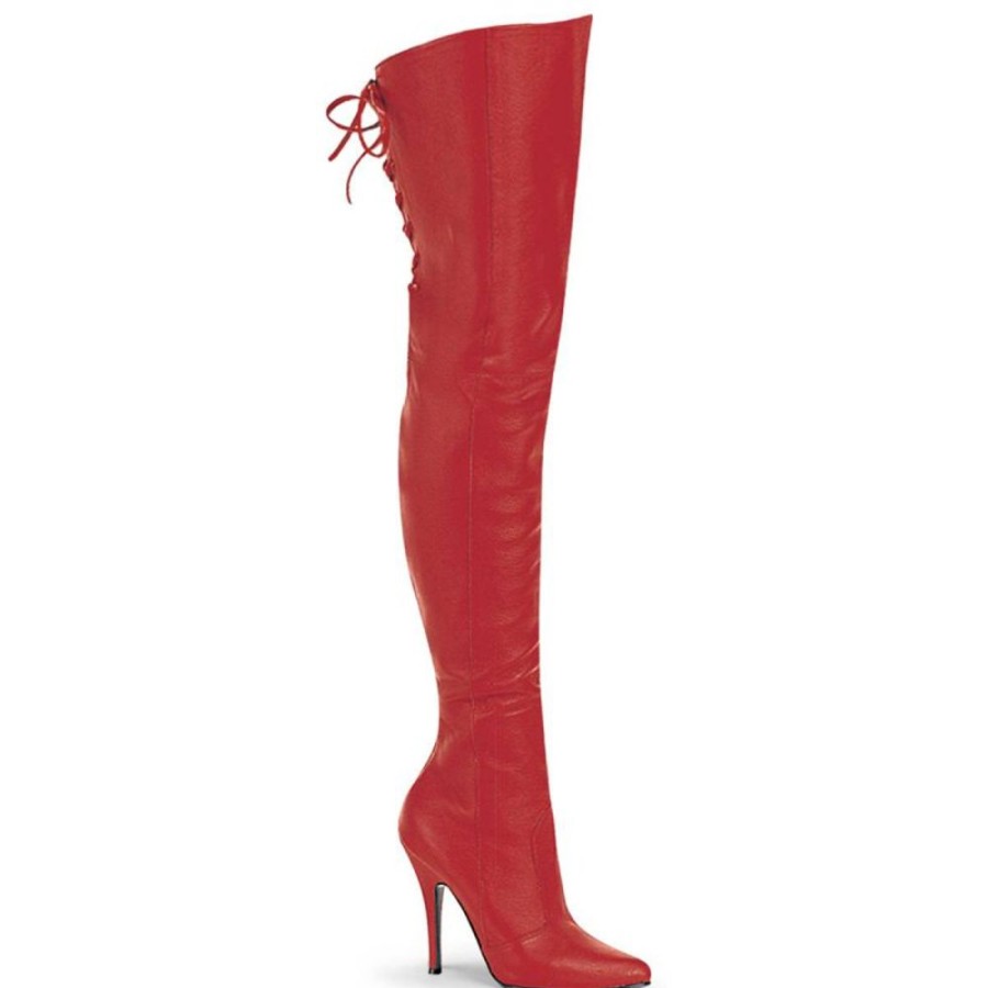 High Heels Pleaser | Pleaser Legend-8899 Overknee Stiefel Leder Rot