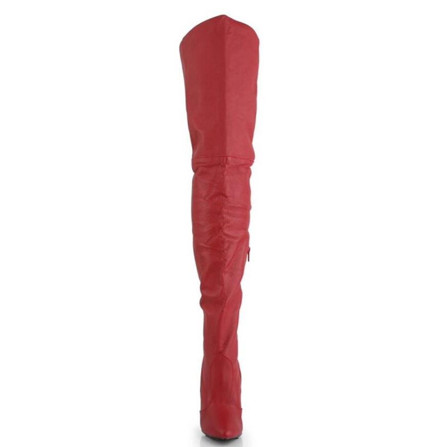 High Heels Pleaser | Pleaser Legend-8899 Overknee Stiefel Leder Rot