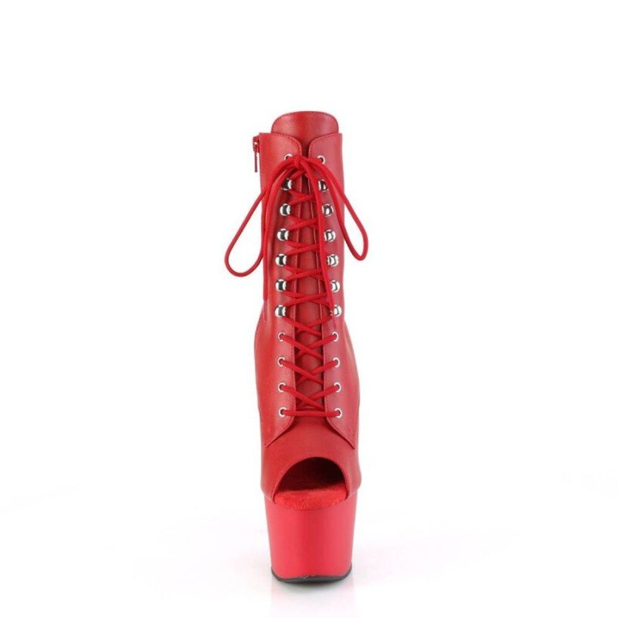 High Heels Pleaser | Pleaser Adore-1021 Plateau Stiefeletten Kunstleder Rot