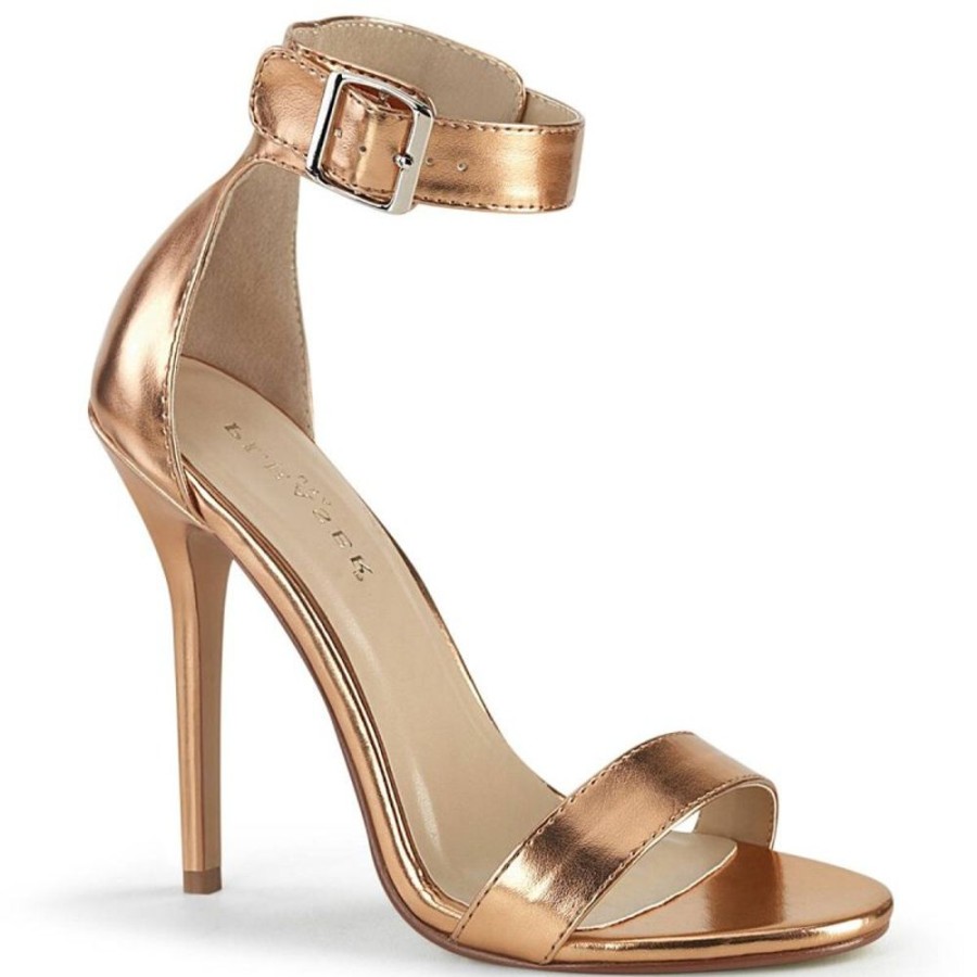 High Heels Pleaser | Pleaser Amuse-10 Plateau Sandaletten Metallic Rose-Gold