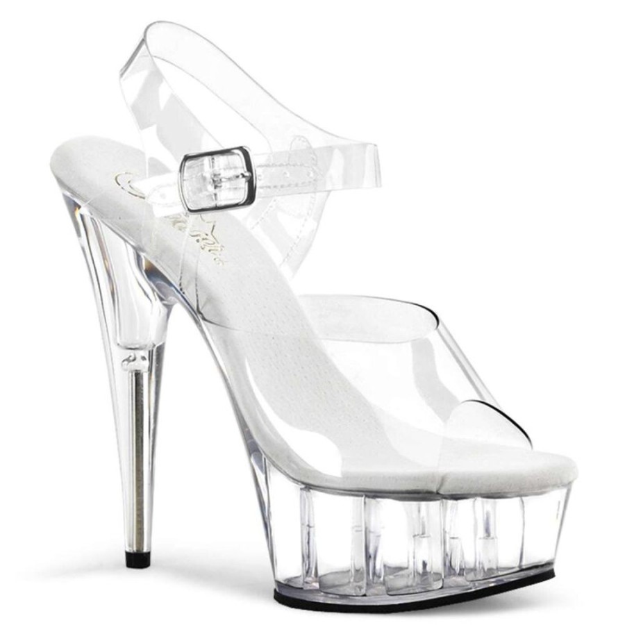 High Heels Pleaser | Pleaser Sandalette Delight-608 Transparent Silber