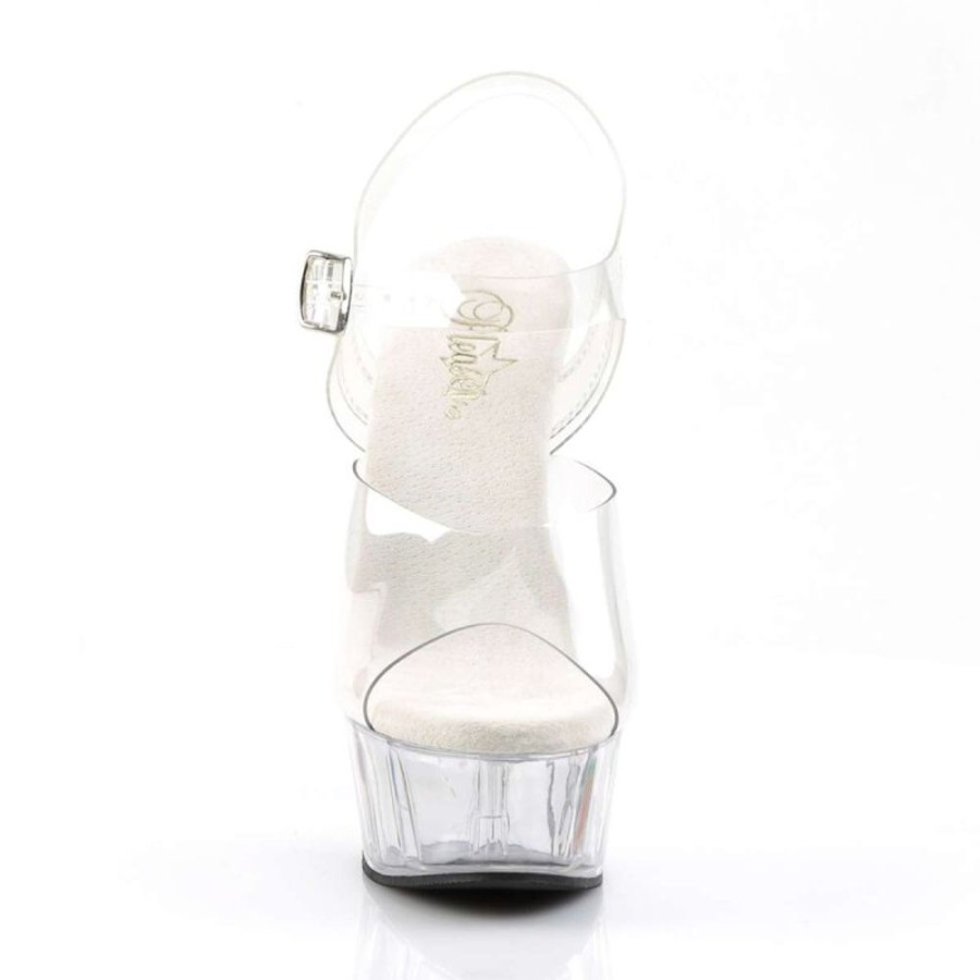 High Heels Pleaser | Pleaser Sandalette Delight-608 Transparent Silber