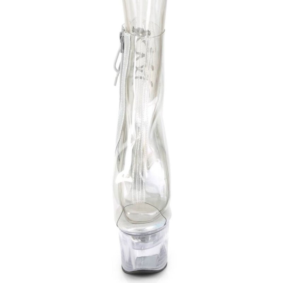 High Heels Pleaser | Pleaser Flashdance-1018C-7 Plateau Stiefeletten Transparent