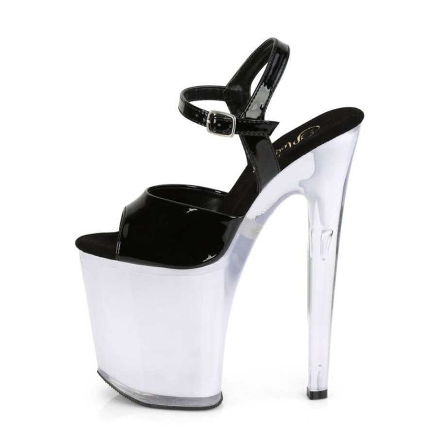 High Heels Pleaser | Pleaser Discolite-809 Plateau Sandaletten Lack Schwarz Bunt