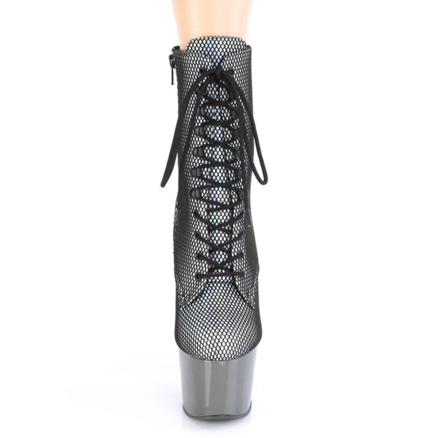 High Heels Pleaser | Pleaser Adore-1020Hfn Plateau Stiefeletten Mesh Holo Schwarz Bunt