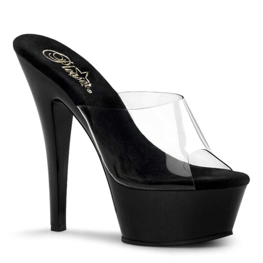 High Heels Pleaser | Pleaser Sandalette Kiss-201 Transparent Schwarz