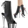 High Heels Pleaser | Pleaser Stiefelette Adore-1018 Schwarz Silber Chrom