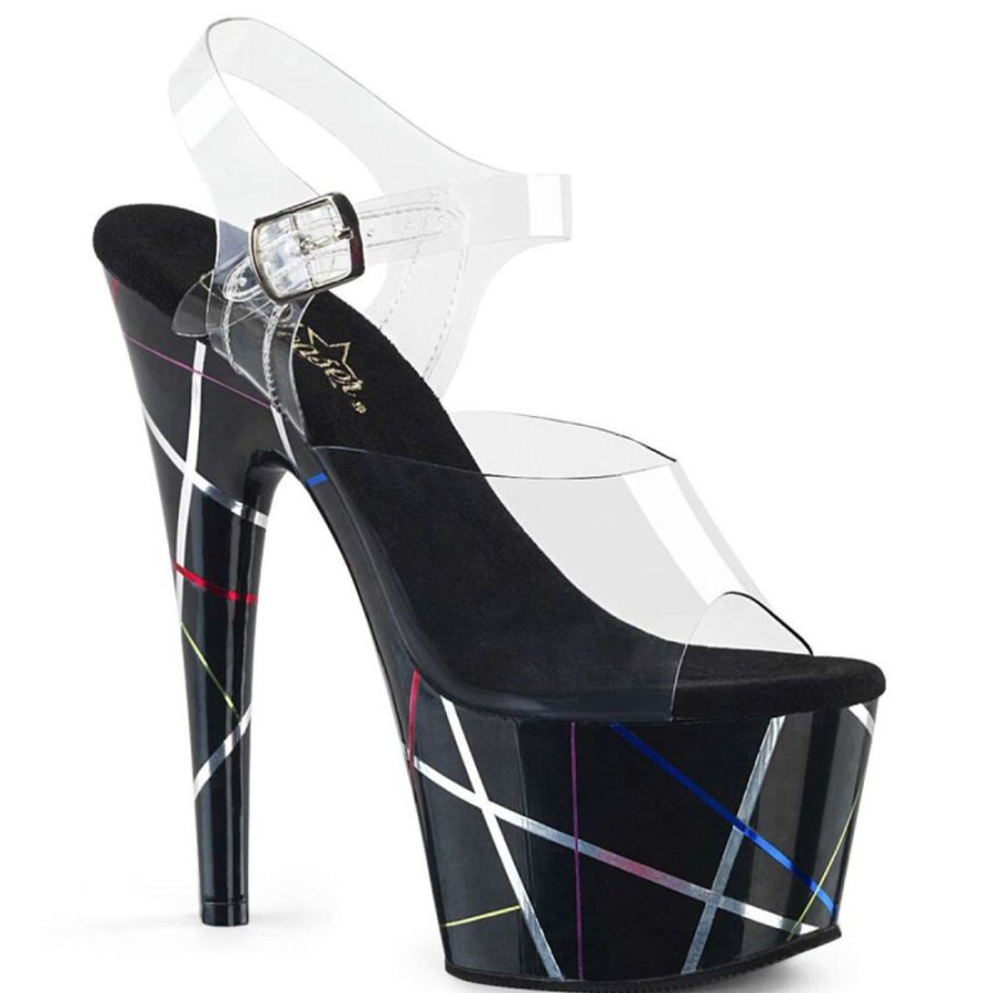 High Heels Pleaser | Pleaser Sandalette Adore-708Bmc Transparent Schwarz