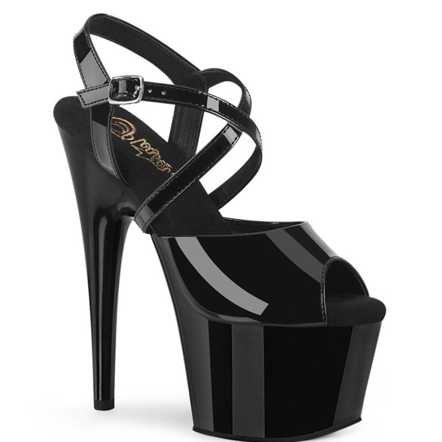 High Heels Pleaser | Pleaser Adore-724 Plateau Sandaletten Lack Schwarz