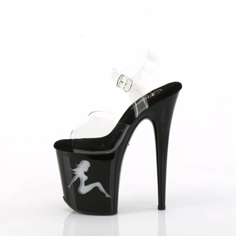 High Heels Pleaser | Pleaser Flamingo-808Nltg Plateau Sandaletten Transparent Schwarz