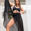 Pole Dance Kleidung Lunalae | Lunalae High Waist Wrap Dance Skirt Schwarz