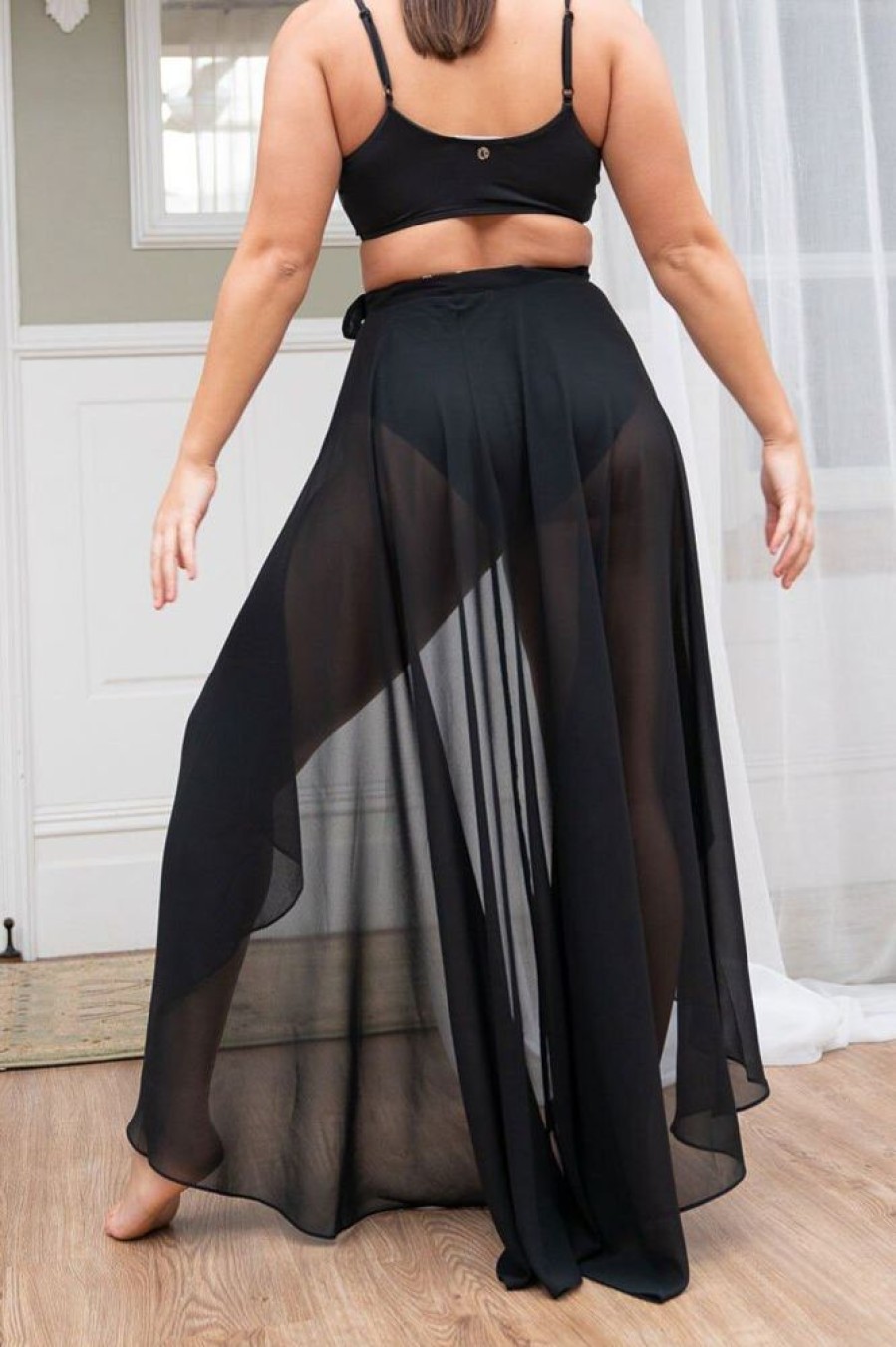 Pole Dance Kleidung Lunalae | Lunalae High Waist Wrap Dance Skirt Schwarz