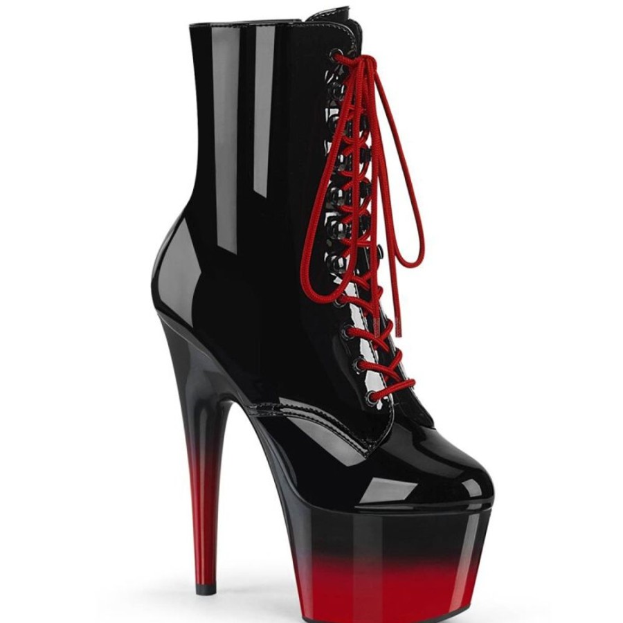 High Heels Pleaser | Pleaser Adore-1020Br-H Plateau Stiefeletten Lack Schwarz