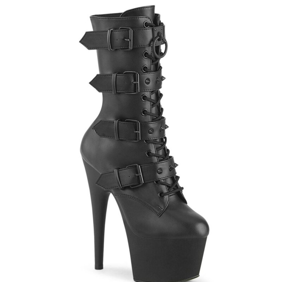 High Heels Pleaser | Pleaser Adore-1046 Plateau Stiefeletten Kunstleder Schwarz