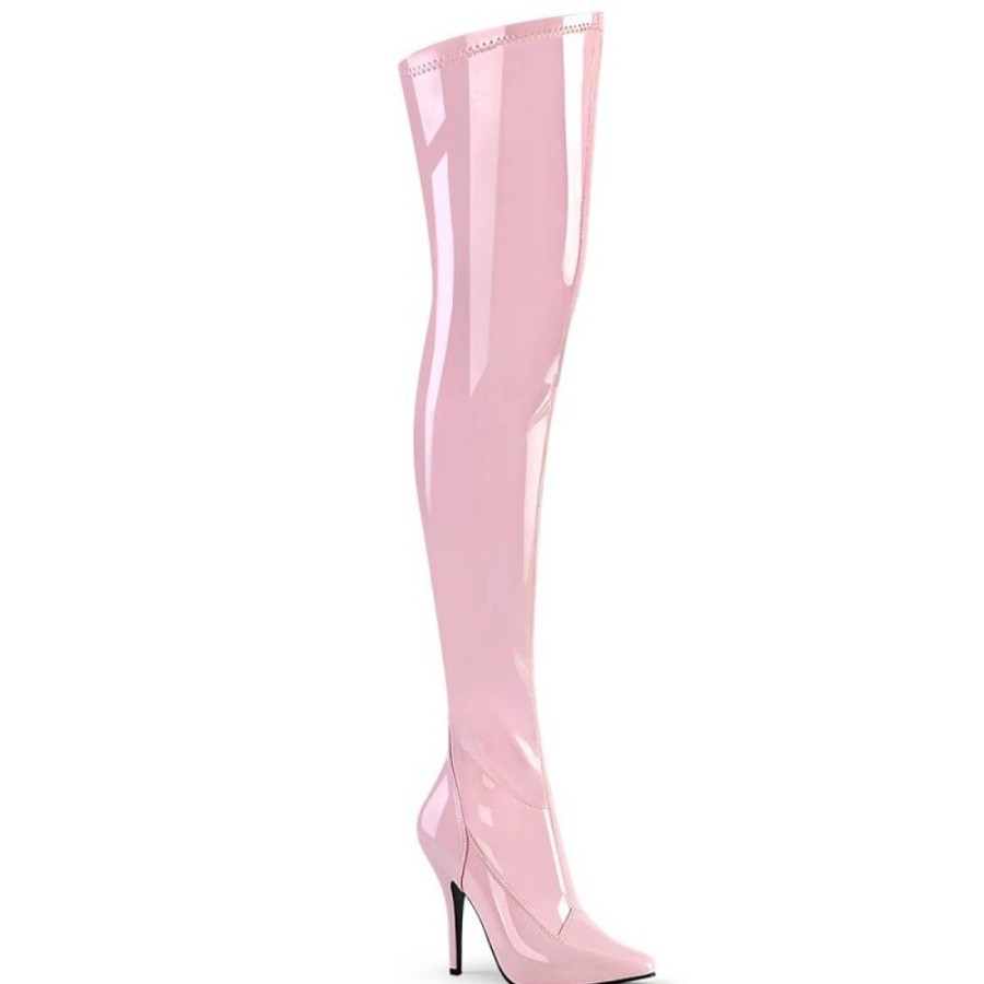 High Heels Pleaser | Pleaser Seduce-3000 Overknee Stiefel Lack Rosa