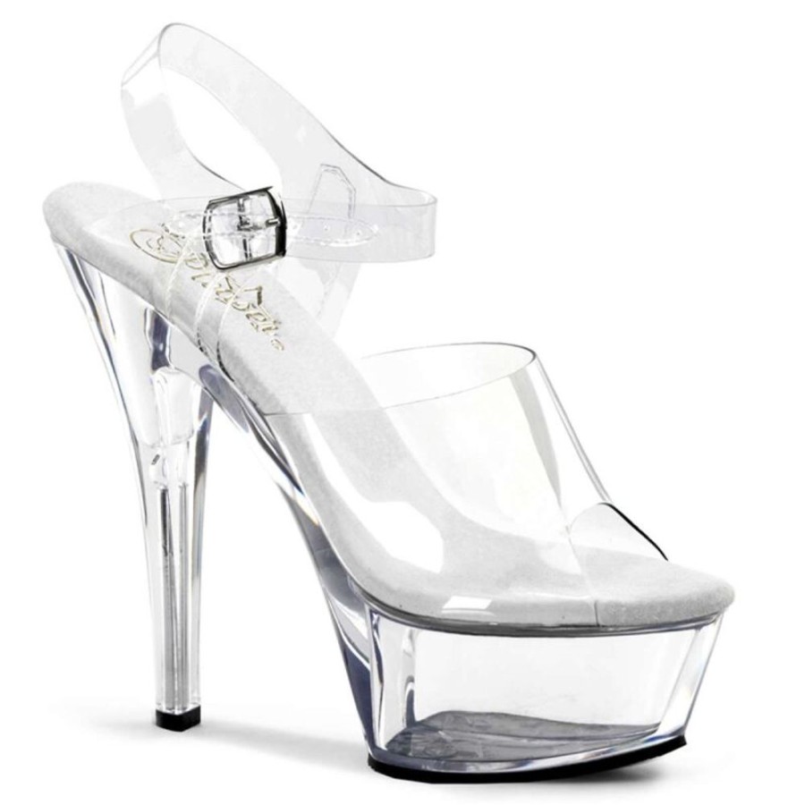 High Heels Pleaser | Pleaser Sandalette Kiss-208 Transparent Silber