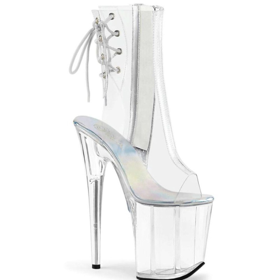 High Heels Pleaser | Pleaser Stiefelette Flamingo-1018C Transparent Silber