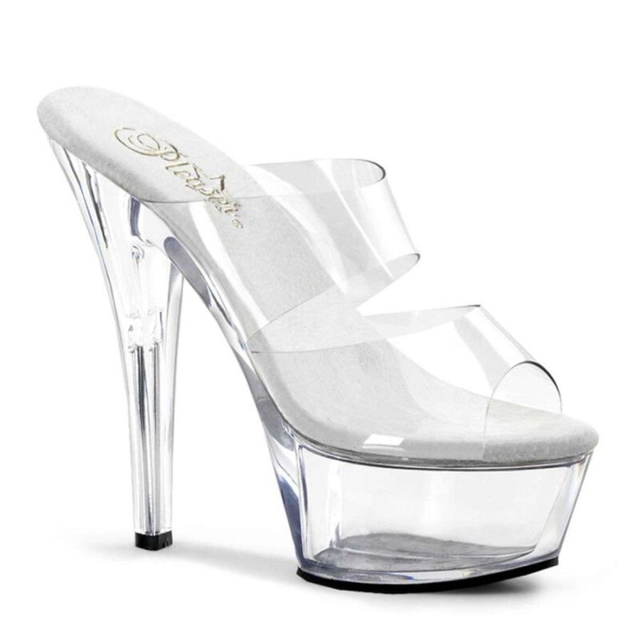 High Heels Pleaser | Pleaser Pantolette Kiss-202 Transparent Silber