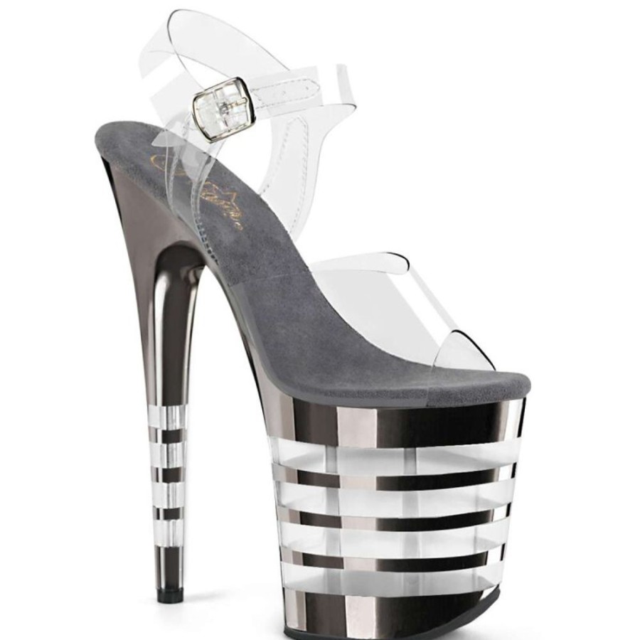 High Heels Pleaser | Pleaser Sandalette Flamingo-808Chln Transparent Schwarz Chrom