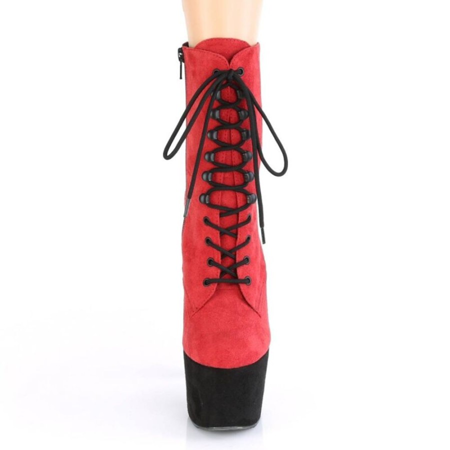 High Heels Pleaser | Pleaser Adore-1020Fstt Plateau Stiefeletten Kunstliches Wildleder Rot