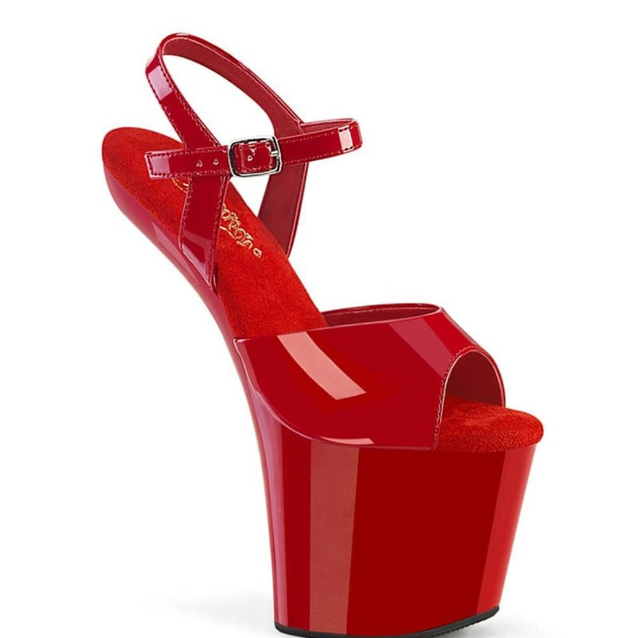 High Heels Pleaser | Pleaser Craze-809 Plateau Sandaletten Lack Rot