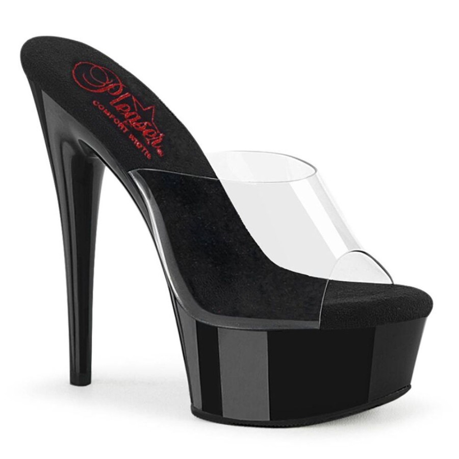 High Heels Pleaser | Pleaser Excite-601 Plateau Sandaletten Transparent Schwarz