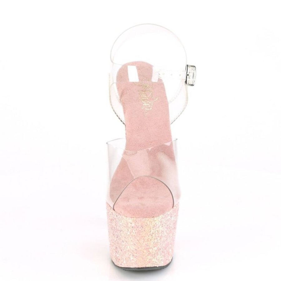 High Heels Pleaser | Pleaser Adore-708Lg Plateau Sandaletten Glitter Transparent Bunt