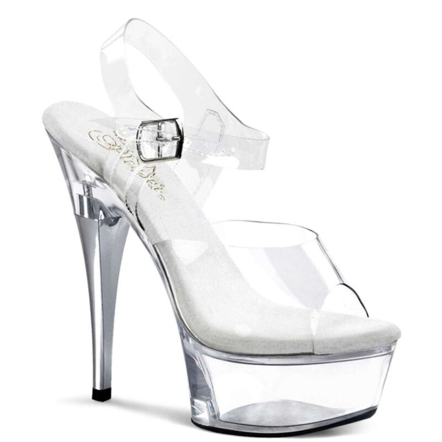 High Heels Pleaser | Pleaser Sandalette Captiva-608 Transparent Silber