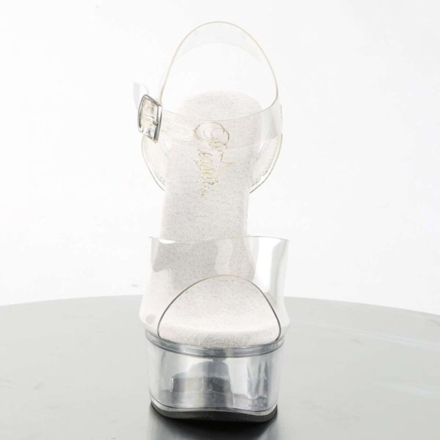 High Heels Pleaser | Pleaser Sandalette Captiva-608 Transparent Silber