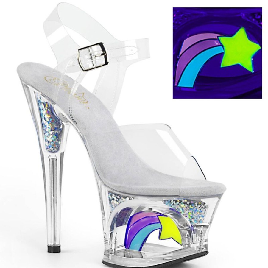 High Heels Pleaser | Pleaser Moon-708Rss Plateau Sandaletten Transparent