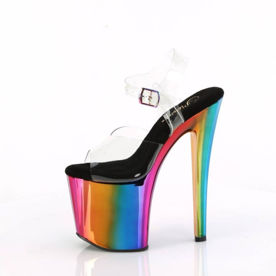 High Heels Pleaser | Pleaser Enchant-708Rc Plateau Sandaletten Transparent Bunt