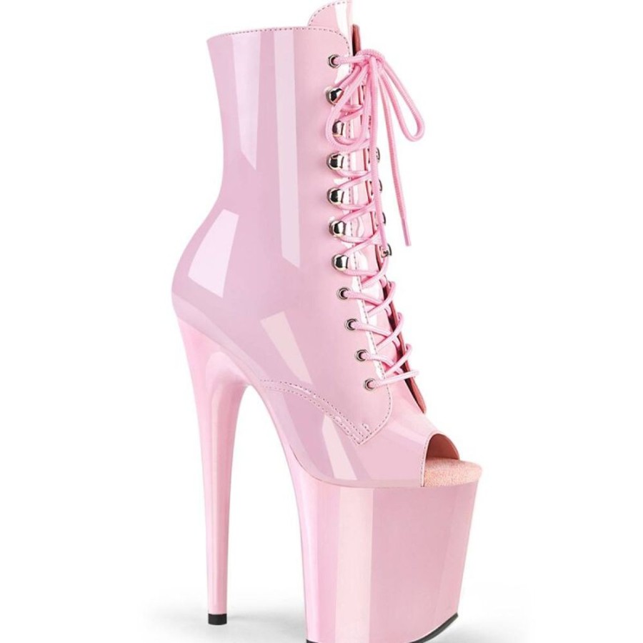 High Heels Pleaser | Pleaser Flamingo-1021 Plateau Stiefeletten Lack Rosa